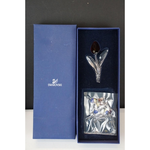 64 - Two Boxed SCS Swarovski Crystal Society membership gifts to include red tulip (with miniature tulips... 