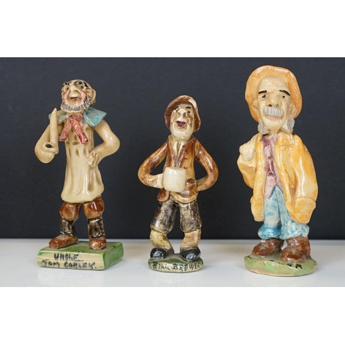 69 - Collection of 11 Widdecombe Fair pottery figures to include Fisherman at the Wheel (signed Alan Youn... 