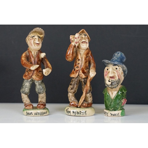 69 - Collection of 11 Widdecombe Fair pottery figures to include Fisherman at the Wheel (signed Alan Youn... 