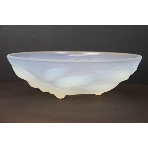 71 - G. Vallon of France - An opalescent glass bowl with moulded cherry decoration, in the manner of Lali... 