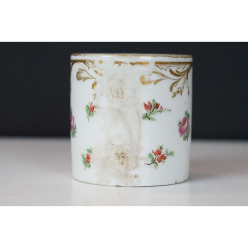 74 - 18th Century Continental porcelain cabinet cup and saucer with hand painted floral & gilt decoration... 