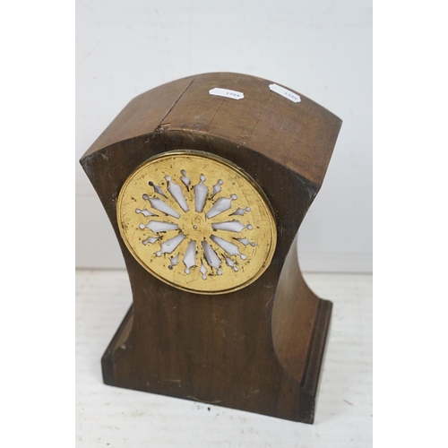 358 - Early 20th C mahogany mantel clock of concave form, with boxwood stringing and shell inlay, with a F... 