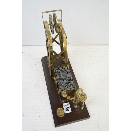 359 - Antique style onyx & metal dial telephone, together with a brass coal mining model (approx 27cm high... 