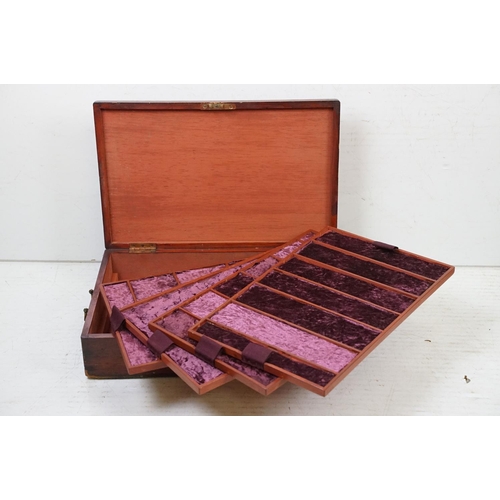 365 - Group of four antique boxes to include a Victorian coromandel 'Brooches' jewellery box (14cm wide), ... 