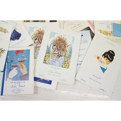 427 - Collection of Masonic Ladies' Festival event programmes / menus, circa 1960's/70's, featuring Barn H... 