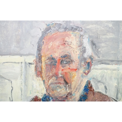 437 - Edward Lewis (1936-2018) - A large oil on board, possibly self portrait, approx 94cm x 61cm