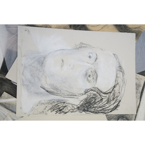 445 - Penelope Ellis (b.1935) - A portfolio of chalk & charcoal studies, to include views of a clenched fi... 