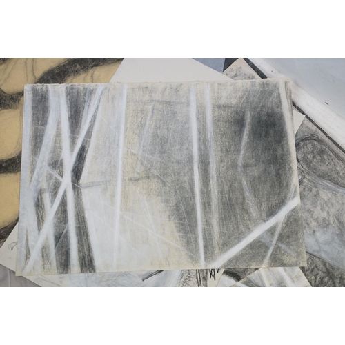 445 - Penelope Ellis (b.1935) - A portfolio of chalk & charcoal studies, to include views of a clenched fi... 