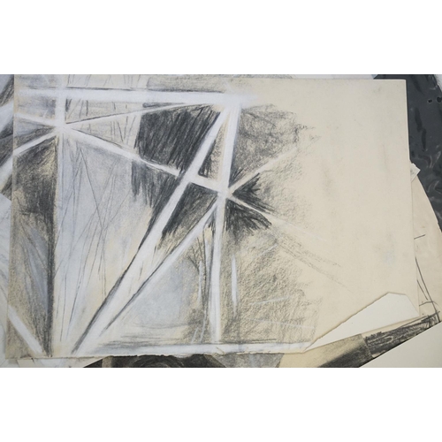 445 - Penelope Ellis (b.1935) - A portfolio of chalk & charcoal studies, to include views of a clenched fi... 