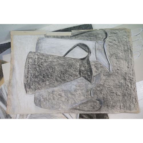 445 - Penelope Ellis (b.1935) - A portfolio of chalk & charcoal studies, to include views of a clenched fi... 