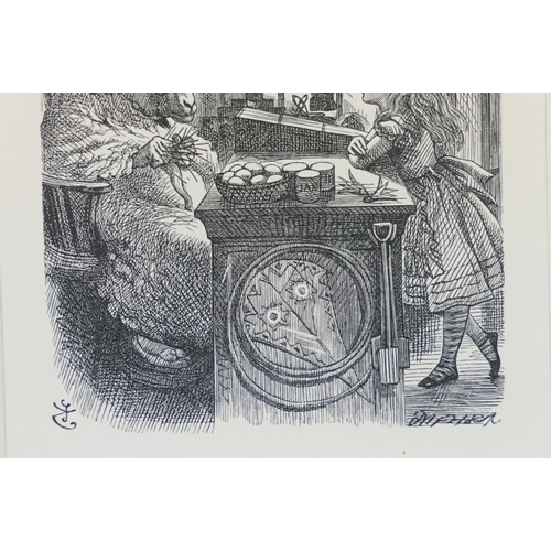 448 - Sir John Tenniel (1820-1914), Alice in Wonderland, wood engraving, 10 x 8cm, label verso from Sally ... 