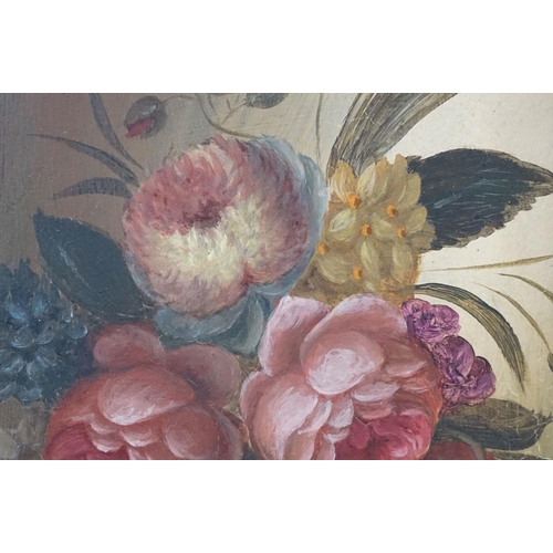 453 - English School, still life goblet of flowers, oil on panel, 19.5 x 14.5cm, gilt framed