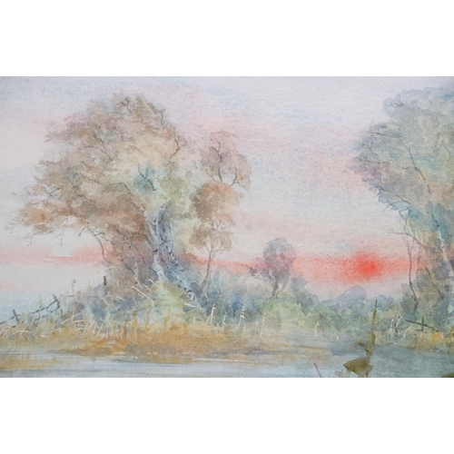 464 - Large watercolour of teal in a natural setting, signed Ian Bowles