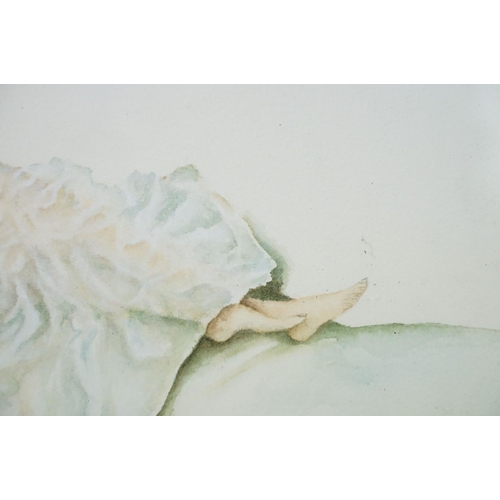 473 - Study of a reclining lady, watercolour, indistinctly signed lower left and dated '62, 29 x 39.5cm, f... 