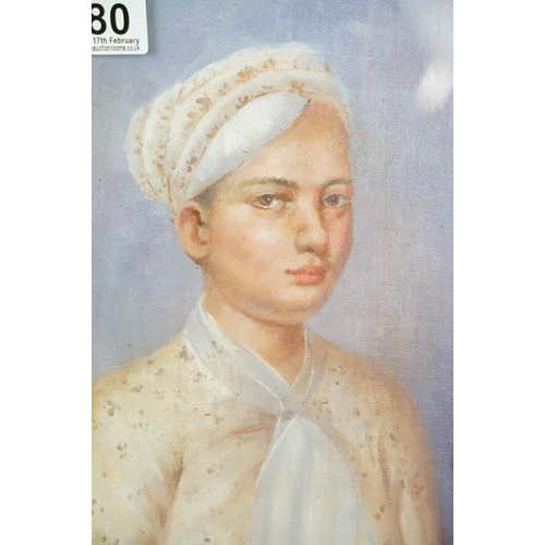 480 - A gilt framed oil painting of a young maharaja, 23.5 x 19cm, framed and glazed