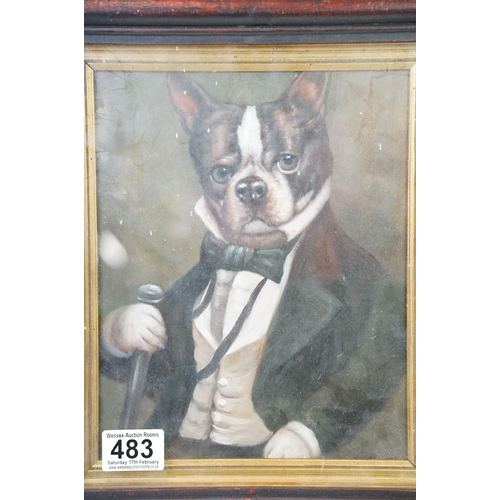 483 - Oil on board, a study of a dandy French bulldog, 24 x 19cm, framed and glazed