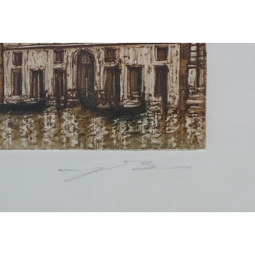 495 - Ugo Baracco aquatint limited edition print of Venice depicting a view of the grand canal, together w... 