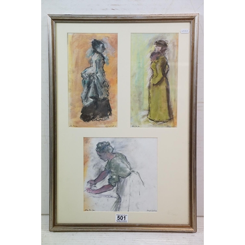 501 - D. Lloyd Smith, after Edgar Degas, ironing woman, pastel, signed lower right and dated 86, lower lef... 