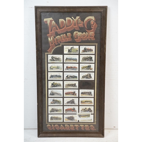 504 - Taddy & Co Myrtle Grove, a series of 25 Railway Locomotives cigarette cards, framed and glazed in a ... 