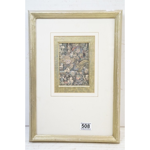 508 - Balinese School, a finely executed watercolour miniature depicting mythological characters, 13 x 9cm... 