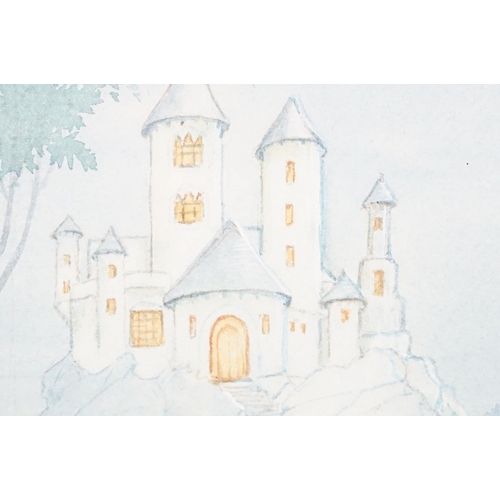 509 - Patience Arnold (1901 - 1991), a watercolour of a fantasy scene with princess ladies and castle, sig... 