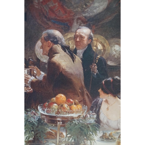 514 - Fred Roe, a vintage chromolithograph of a banquet scene with Admiral Horatio Nelson, contained in a ... 