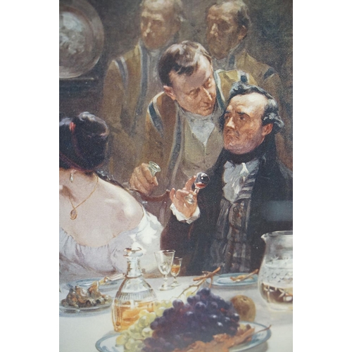 514 - Fred Roe, a vintage chromolithograph of a banquet scene with Admiral Horatio Nelson, contained in a ... 