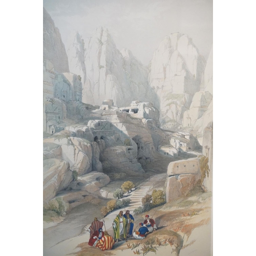 515 - After David Roberts (1796 - 1864), a lithograph with hand-colouring of ' The Ravine Petra ', publish... 