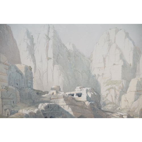 515 - After David Roberts (1796 - 1864), a lithograph with hand-colouring of ' The Ravine Petra ', publish... 