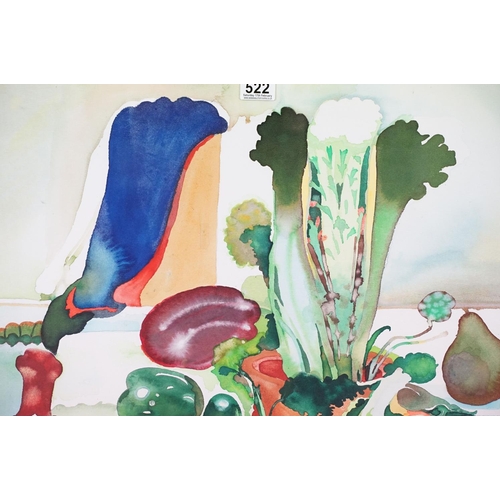 522 - David Evans (British 1929 - 1988) Watercolour of Still Life Vegetables, signed lower right, 66cm x 8... 