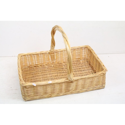 154 - Wicker basket appointed with picnic set having plates, knives and forks, cork screw, wine glasses, l... 