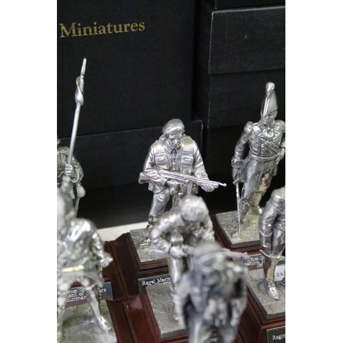 303 - A large collection of Royal Hampshire English Miniature fine art pewter sculptures to include many m... 