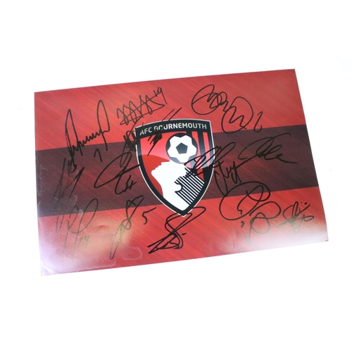 221 - Football Autographs - 2017/18 Bournemouth Football Club crest on photo paper signed by approx 15 pla... 