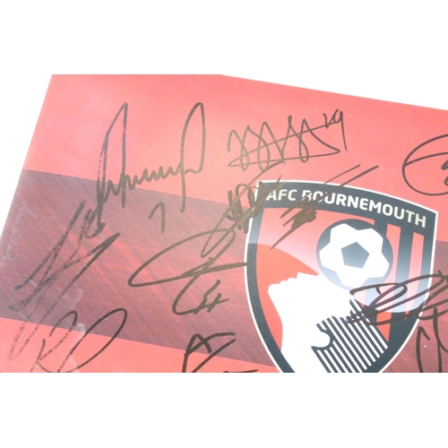 221 - Football Autographs - 2017/18 Bournemouth Football Club crest on photo paper signed by approx 15 pla... 