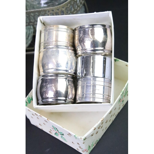 301 - A group of mixed silver plate to include decanters, napkins rings, salad bowl ....etc..