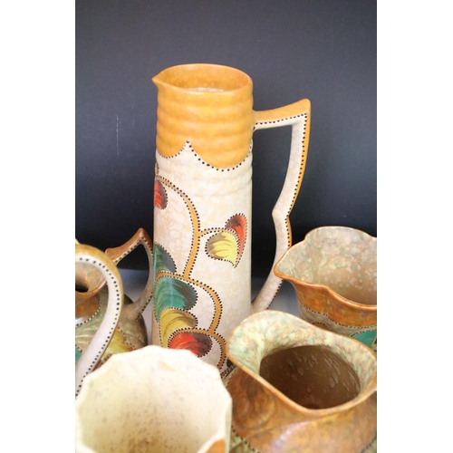 104 - Collection of Art Deco style Ditmar Urbach Czechoslovakian ceramics to include jugs, basket, and bow... 