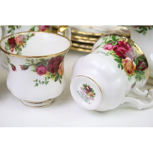 106 - Royal Albert Old Country Roses ceramics to include tea pot, cake stand, creamer jug, tea cups, coffe... 