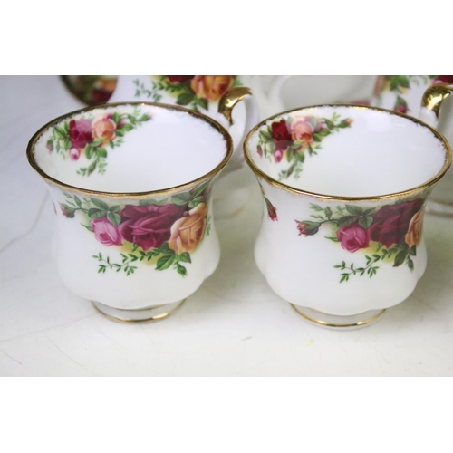 106 - Royal Albert Old Country Roses ceramics to include tea pot, cake stand, creamer jug, tea cups, coffe... 