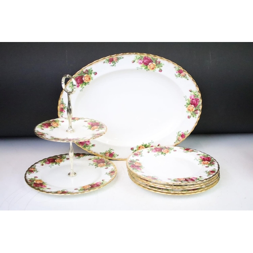 106 - Royal Albert Old Country Roses ceramics to include tea pot, cake stand, creamer jug, tea cups, coffe... 