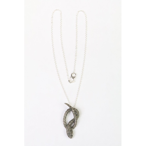 240 - Silver snake pendant necklace