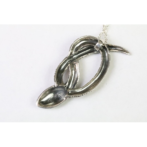 240 - Silver snake pendant necklace