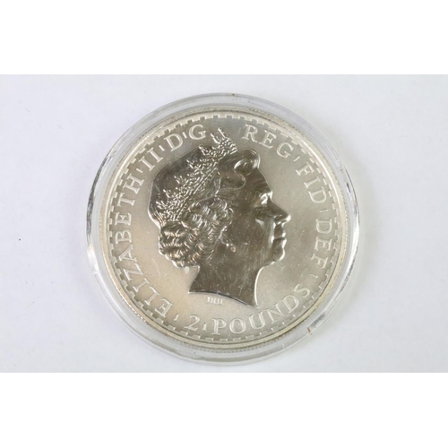 245 - A British Royal Mint 2002 £2 Britannia fine silver 1oz bullion coin, uncirculated VF condition withi... 