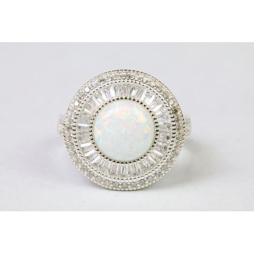 248 - Silver CZ opal panelled ring