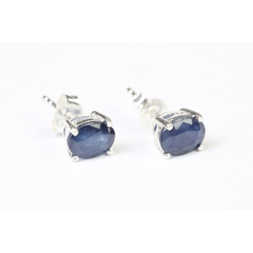 249 - Pair of sapphire stud earrings on silver posts