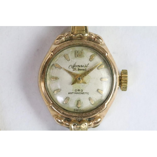 257 - A ladies 9ct gold cased cocktail watch together with a silver cased fob watch with enamel dial