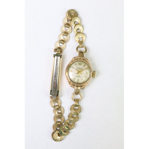 257 - A ladies 9ct gold cased cocktail watch together with a silver cased fob watch with enamel dial