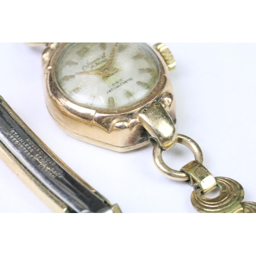 257 - A ladies 9ct gold cased cocktail watch together with a silver cased fob watch with enamel dial