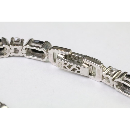 259 - Silver sapphire and CZ line bracelet