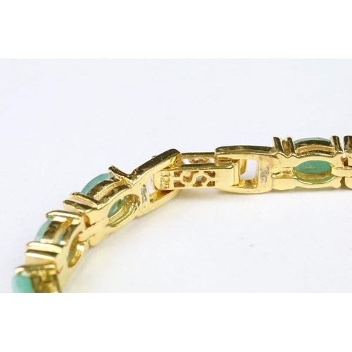 264 - Gold plated in silver emerald line bracelet