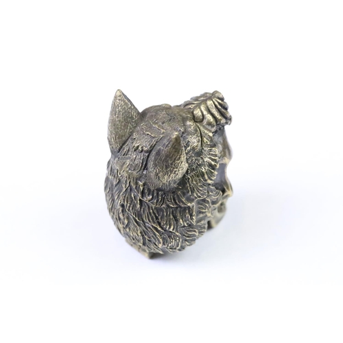 268 - Brass vesta case in the form of a dog and skull